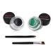 Music Flower Gel Eyeliner with 2 Brushes Set Waterproof Long Lasting Gel Liner Easy to Eye Makeup and Remove Pack of 2 Black & Green Green+Black