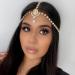 Brinie Boho Head Chain Jewelry Gold Rhinestone Hair Chain Headpiece Crystal Bride Wedding Headband Chain Head Jewelry Hair Accessories for Women and Girls (Gold)