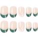 24pcs Short Oval French Tip Stick on Nails with Green Edge - Removable Press on Nails for Women and Girls - Nail Art Accessories 0199Y71 - Buy Online on GoSupps.com