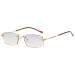 Lanomi Reading Glasses Frameless Blue Light Filter Reading Aid Rectangle Vision Aid Gray Tinted Lens UV400 Protection Glasses Gold 1.0 x