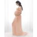 FEOYA Maxi Maternity Dress - Chiffon Lace Strapless Gown with Split Front | Orange | Maternity Photography Gown - Buy Online on GoSupps.com