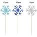 Newzc 30-Piece Snowflake Cake Topper Set - Glitter Cupcake Toppers in Silver Light Blue & Royal Blue for Weddings & Birthday Parties - Buy Online on GoSupps.com