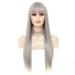 Siudus Women Grey Straight Long Wig with Bangs | Synthetic Heat Resistant Fiber for Daily Cosplay - International Shipping Available - Buy Online on GoSupps.com