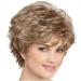 Short Brown Curly Wigs with Blonde Highlight Brown Pixie cut Wavy Wigs for White Women Layered Synthetic Full Wigs for Daily Party