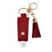 HSYHERE Multifunction Portable Empty Travel Bottle Keychain Hand Sanitizer Bottle Keychain PU Leather Tassel Key Chains Car Key Ring +Refillable Containers for Toiletry Shampoo Lotion Soap -Red