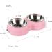 Fuwok Double Dog Bowl Non Slip Removable Stainless Steel Double Bowl 2-IN-1 Dog Bowl with Non-spill For Small Dogs Cats and Animal etc(S Pink) S Pink - Buy Online on GoSupps.com