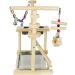 Olpchee Bird Playground Parrot Playstand with Feeder Cups, Toys, and Tray - Wooden Perch Gym for Cockatiel, Parakeet - Buy Online on GoSupps.com