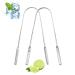 Tongue cleaner stainless steel 304 (2 pieces) 100% best antimicrobial material - more stable handles tongue cleaner |Tounge Scrapper |Tongue scraper against bad breath silver gray+silver gray