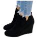 NOLDARES Platform Boots Zipper Triple Buckle Straps Goth Combat Boots for Women High Heel Thick Wedge Boots 9.5-10 A1 Black