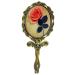 Nerien Vintage Style Rose Folding Handheld Mirror Travel Vanity Makeup Oval Mirror Folding-oval Shape