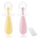 Vicloon Self-Feeding Weaning Spoons 2pcs Silicone Baby Spoons Silicone Self Feeding Utensil Easy Grip Toddler Cutlery Kit for weaning and Learning to use Cutlery Yellow-pink