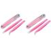 Tsolay eyelash tweezers pack with 4 stainless steel tweezers for eyelashes extensions with a straight and curved pointed wrong eyelash tools pink