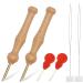 2 Pack Punch Needle Wooden Embroidery Pen Punch Needle Set Large Punch Needle with Needle Threader for DIY Craft Stitching