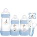 MAM Welcome To The World Set Newborn Bottle Set with 0-2 Months Baby Soother and Clip Newborn Baby Gifts Blue (Designs May Vary)
