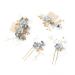 Gold Wedding Hair Combs Set - 4 Pearl & Rhinestone Bridal Accessories for Bride & Bridesmaids - Elegant Blue Hair Clips - Buy Online on GoSupps.com
