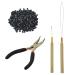 Hair Extensions Tool Kit Black Hair Pliers Pulling Hook Bead Device Tool Kits and 500 Pcs 5 mm Micro Links Rings Beads ( Black ) Black Hair Pliers 500 Pcs Black