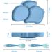 Vicloon Silicone Suction Plate for Toddlers - Non Slip Baby Weaning Plate with Spoon and Fork - Blue - Buy Online on GoSupps.com