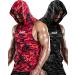 DRSKIN 2 or 1 Pack Men's Hooded Tank Tops Bodybuilding Muscle Cut Off T Shirt Sleeveless Gym Training Hoodies Workout Dry XX-Large T-hood (Camo-black red) (Pack of 2)