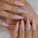 HUL Artificial Nail Natural Color Art Nails ABS Pointed toes Long Acrylic High Heels Artificial nail tips Strass Design Manicure Tips 24