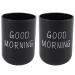 ENERRGECKO 2X Home Toothbrush Toothpaste Holder Round Washing Tooth Bowl PP Drinking Glass Tooth Mug Travel Camping Black