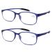 Mcoorn Reading Glasses Flexible Lightweight for Women Men (2 Pack) with Case Anti Blue Anti-Reflective 2 Blue 3.0 x