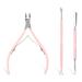 Yolev 3pcs Cuticle Trimmer with Cuticle Pusher 3 PCS Pink Nail Cuticle Nipper Professional Pedicure Manicure Nippers Rainbow Sharp Durable Pedicure Manicure Tools for Fingernails and Toenails