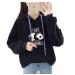 Bigfanshu Women's Dresses Autumn Hoodies Character Print I Hate Morinings Sweatshirt with Pocket Black