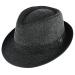 Ascentix Mens Fedora, 2 Brim, Classic Wool Blend with Herringbone Band Large Grey