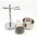 NSNT Exquisit Men's Shaving Brush Set - Synthetic Bristle with Bowl Holder | Perfect Safety Shaving Cream Tool - 2.9x6 inches Silver - Buy Online on GoSupps.com