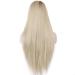 SHIYID Glueless Long Straight Ombre Wig - High Temperature Fiber Brown to Blonde Lace Front for White Women - Buy Online on GoSupps.com