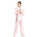 Unisex Adult Tai Chi Uniform Chinese Traditional Martial Arts Kung Fu Suit Cotton Linen Long Sleeve Tang Suit Pink Medium