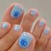 Press on Nails Short Round False Toenails with sweet and cool blue eyes acrylic designed toenails Press on Nails Designs Acrylic Nails Press on Artificial Nails Stick on Nails For Women Girls 24Pcs
