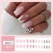 French Tip Press on Nails - Short Square Press On Nails with Nail Tips Pink white gradient silver glitter Rhinestones false nails press on nails Acrylic False Nails Cute Artificial Nails - Buy Online on GoSupps.com