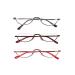 VISENG 3 Pack Vintage Alloy Half Moon Reading Glasses Women Men Slim Half Frame Lens Readers Glasses +2.75 3 Pack(red?brown?gray) 2.75 Diopters