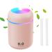 AOOWU Car Humidifiers 300ml Portable Mini Humidifiers with Night Light Cool Mist Air Humidifiers Essential Oil Diffuser Small Desktop Humidifiers for Bedroom Home Car Office Pink