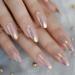 Medium Shiny Artificial MistyRose Full Cover Nail Art Tips Almond Elegant Duo Chrome Sexy Soild Simple Fake Nail