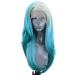 SHIYID Blue Side Part Natural Long Natural Wave High Temperature Fiber Platinum Blonde Synthetic Lace Front Wig