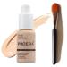 Glamza PHOERA Foundation Concealer Makeup Full Coverage Matte Brighten Long Lasting UK + Professional Flat Face Foundation Brush (102 NUDE)