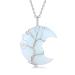 XIANNVXI Crystal Necklaces for Women Crescent Moon Necklace Healing Crystals Pendant Tree of Life Wire Wrapped Reiki Spiritual Necklace Jewellery for Women F - Synthetic Opal