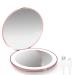 Kintion LED Lighted Travel Makeup Mirror, 1X/10X Rechargeable Compact Mirror, 3.5" Pocket Mirror, Purse Mirror (Rose Gold)