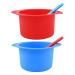 BEKECIDI 2 pieces of wax heat inserts made of silicone with wax spatula reusable wax set replacement wax shell for wax warmer-inner melt pot of a non-stick-resistant bowl (red+blue) red/blue