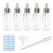 5Pcs Transparent Dropper Bottle 50ML Plastic Eye Dropper Bottles for Essential Oil Pipette Refillable - with Measured Pipette Funnel and Labels (White + Silver Cap) 50ml White + Silver Cap