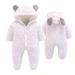 Ceguimos Newborn Baby Jacket Snowsuit Hooded Romper Jumpsuit Warm Fleece Cartoon Bear 0-12 Months White 3-6 Months