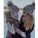 2PCS Family Matching Winter Knit Hat Set - Grey Mother & Baby Ski Cap - Buy Online on GoSupps.com