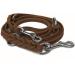 Fat leather Gleine 3-way adjustable leather line braided for dogs 96 models to choose from (3m x 8mm brown chrome hook) 3m x 8mm brown chrome hooks
