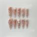 10 Piece Set of Handmade Wearable Nails Fake Nails Ballet Dance Long Press Nail Art Patches(Color:4 Size:Xs)