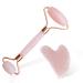 Gua Sha Facial Tools Set - Beauty Skin Care Face Roller Massager Natural Rose Quartz Jade Stone Facial Roller Anti-Aging Relieve Wrinkles Eye Puffiness and Muscle Relaxing