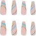 48pcs (2pack) Long Press On Nails with Green Wave Print French Ballerina Fake Nail Tips DIY Arylic False Nail Tips Press-on False Nails for Women and Girls - Buy Online on GoSupps.com