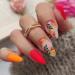 ANDGING Flower Almond Press on Nails Short Medium  Fake Nails Glue on Nails for Women with Red Yellow Black Leaf Design  Cute Gel False Nails Full Cover Stick on Nails for Wedding Birthday 24Pcs Stiletto & Colorful Fruit...