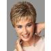SEVENCOLORS Short Dark Brown Mixed Blonde Highlight Pixie Cut Wigs with Bangs Synthetic Layered Wigs for Women Natural Hair Replacement Wigs